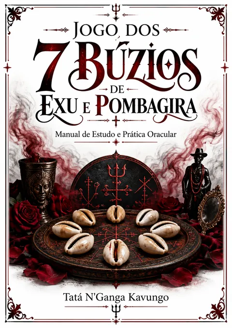 Capa do livro: Jogo dos 7 Búzios de Exu e Pombagira — Manual de Estudo e Prática Oracular, de Tatá N’Ganga Kavungo