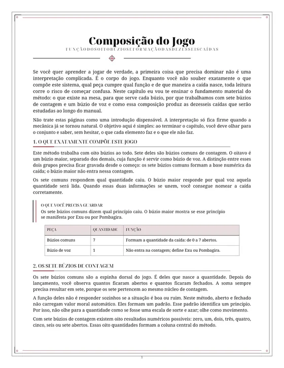 Página do livro · Composição do jogo