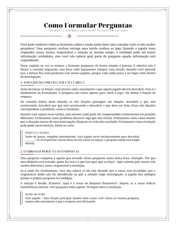 Página do livro · Formulação de perguntas